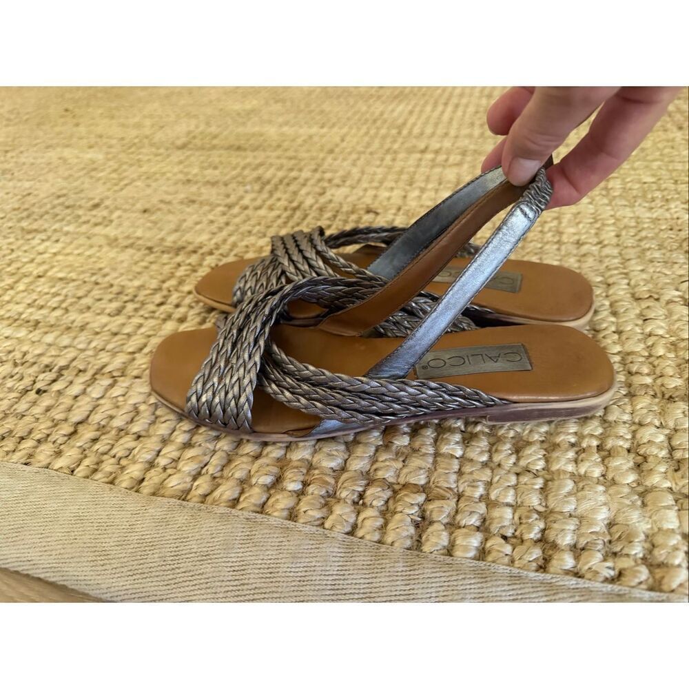 Calico Metallic Woven Leather Slingback Sandals Women’s Size (укажи свой) Square - Picture 3 of 7